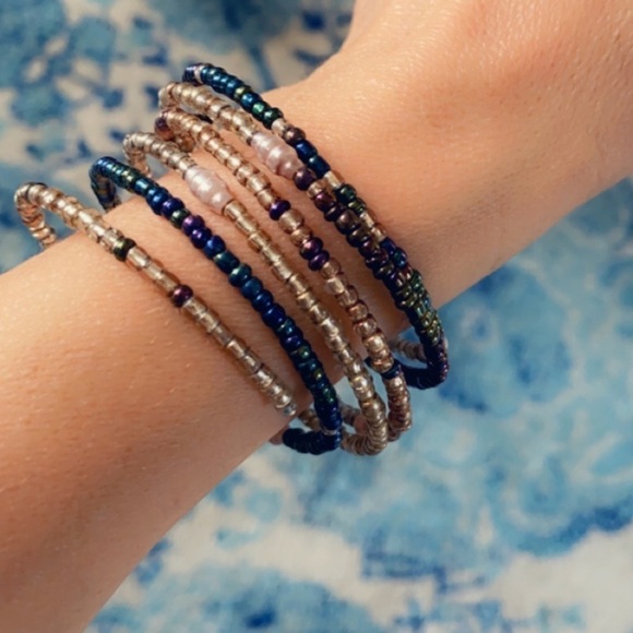 Layered Micro Bead and Pearl Adjustable Bracelet - Picture 12 of 15